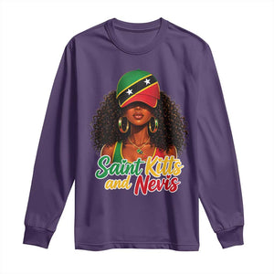 Saint Kitts and Nevis Princess Long Sleeve Shirt Melanin Afro Girl Heritage Gift for Black Girls TS10 S Purple Print Your Wear