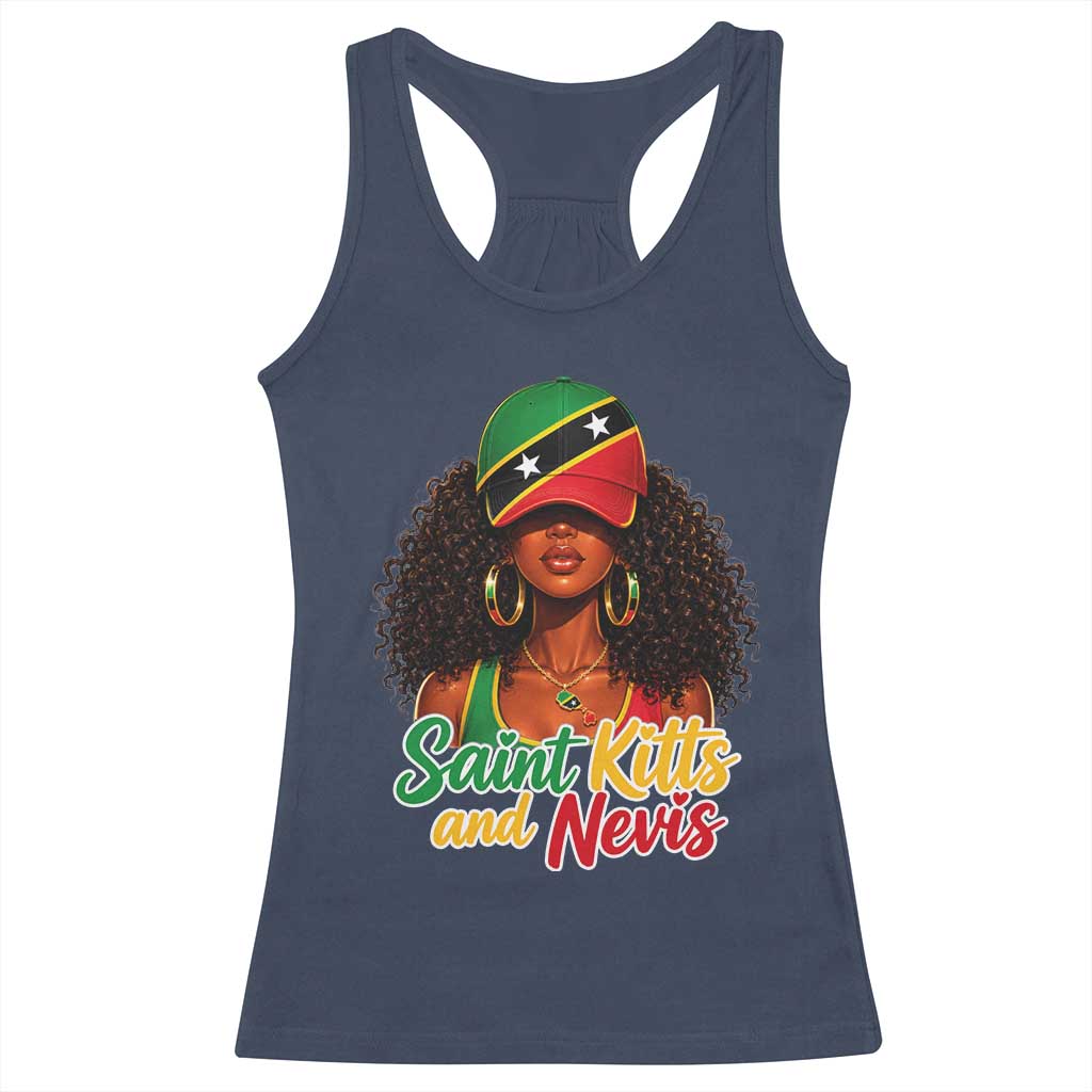 Saint Kitts and Nevis Princess Racerback Tank Top Melanin Afro Girl Heritage Gift for Black Girls TS10 Navy Print Your Wear