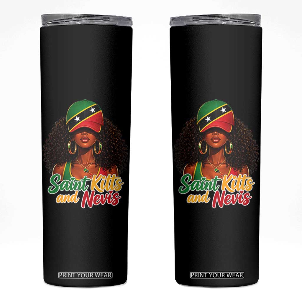 Saint Kitts and Nevis Princess Skinny Tumbler Melanin Afro Girl Heritage Gift for Black Girls TS10 Black Print Your Wear