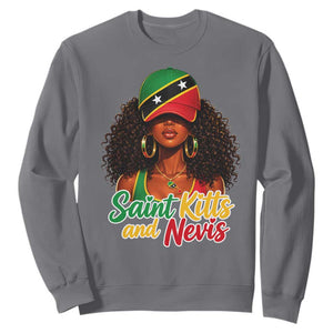 Saint Kitts and Nevis Princess Sweatshirt Melanin Afro Girl Heritage Gift for Black Girls TS10 Charcoal Print Your Wear