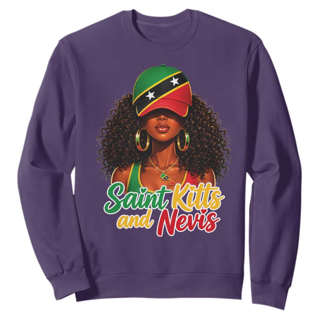 Saint Kitts and Nevis Princess Sweatshirt Melanin Afro Girl Heritage Gift for Black Girls TS10 S Purple Print Your Wear