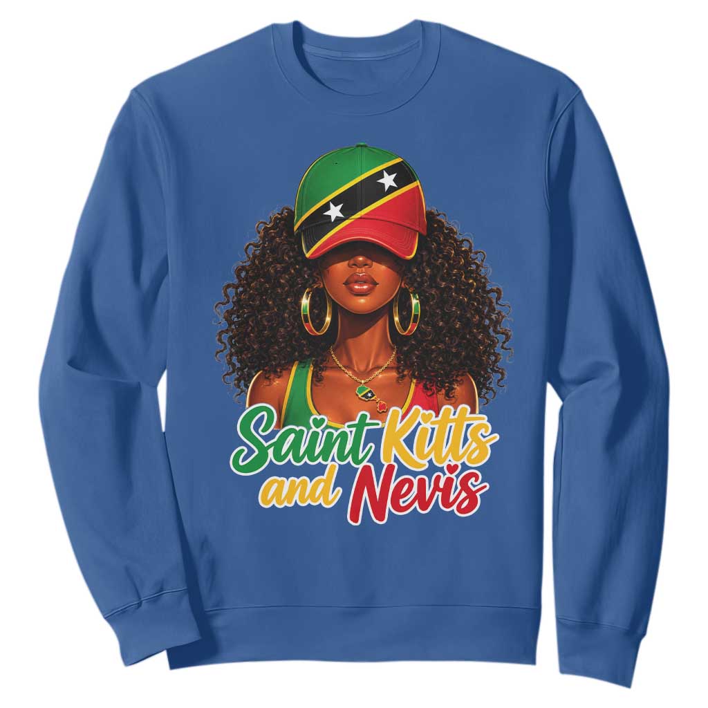 Saint Kitts and Nevis Princess Sweatshirt Melanin Afro Girl Heritage Gift for Black Girls TS10 Royal Blue Print Your Wear