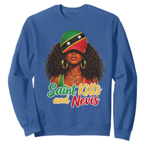 Saint Kitts and Nevis Princess Sweatshirt Melanin Afro Girl Heritage Gift for Black Girls TS10 Royal Blue Print Your Wear
