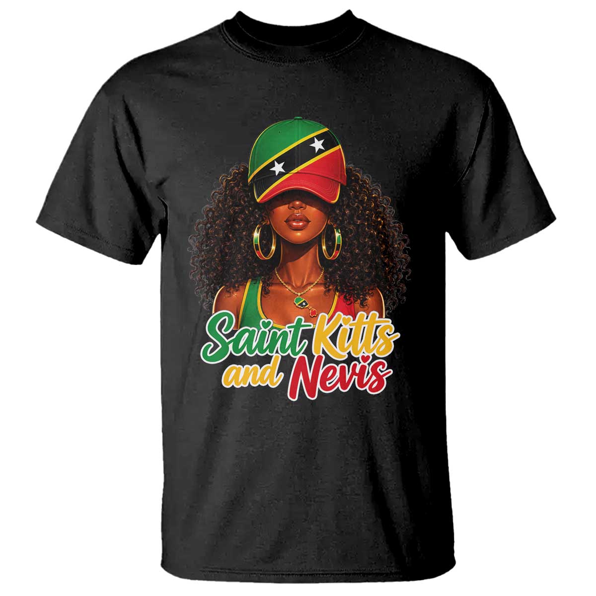 Saint Kitts and Nevis Princess T Shirt Melanin Afro Girl Heritage Gift for Black Girls TS10 Black Print Your Wear