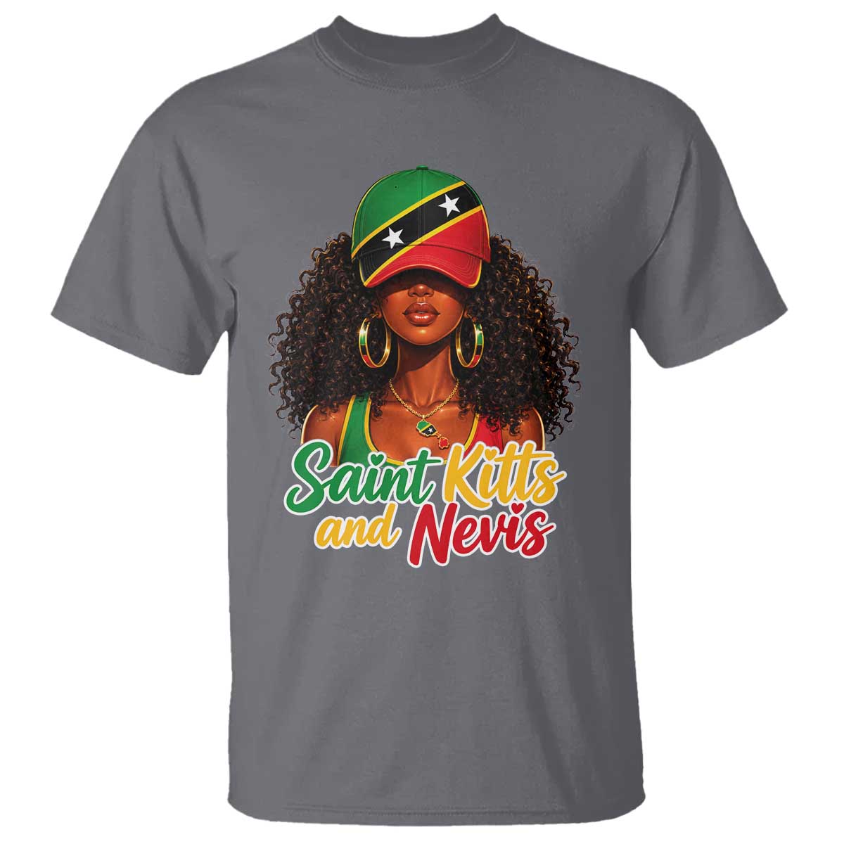 Saint Kitts and Nevis Princess T Shirt Melanin Afro Girl Heritage Gift for Black Girls TS10 Charcoal Print Your Wear