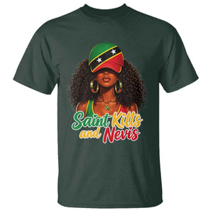 Saint Kitts and Nevis Princess T Shirt Melanin Afro Girl Heritage Gift for Black Girls TS10 Dark Forest Green Print Your Wear