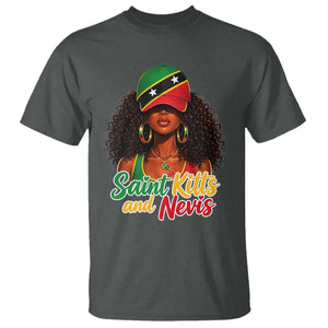 Saint Kitts and Nevis Princess T Shirt Melanin Afro Girl Heritage Gift for Black Girls TS10 Dark Heather Print Your Wear