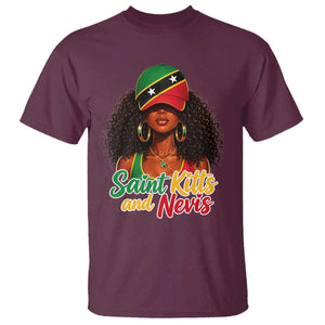 Saint Kitts and Nevis Princess T Shirt Melanin Afro Girl Heritage Gift for Black Girls TS10 Maroon Print Your Wear