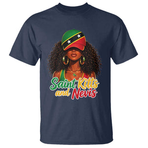 Saint Kitts and Nevis Princess T Shirt Melanin Afro Girl Heritage Gift for Black Girls TS10 Navy Print Your Wear