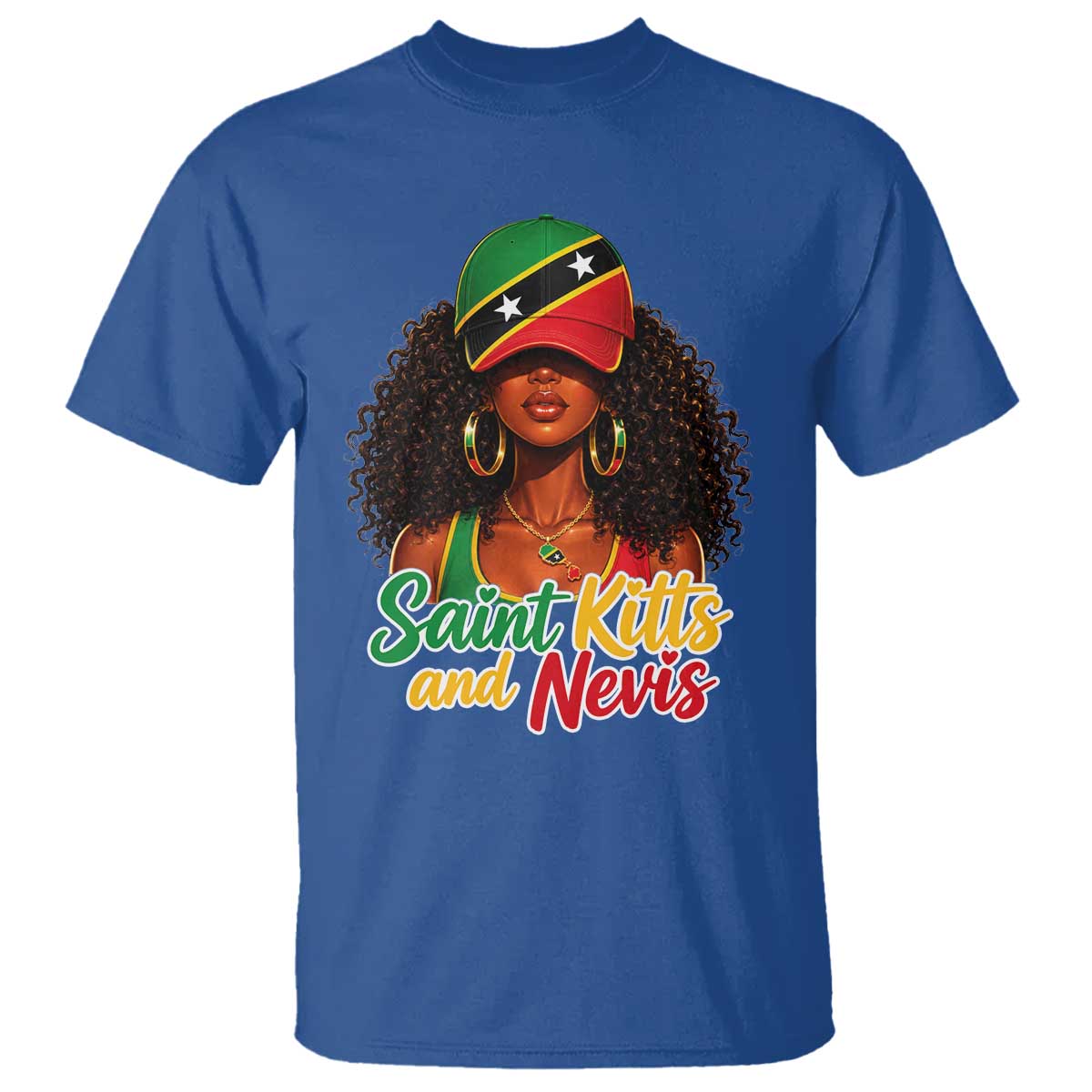 Saint Kitts and Nevis Princess T Shirt Melanin Afro Girl Heritage Gift for Black Girls TS10 Royal Blue Print Your Wear