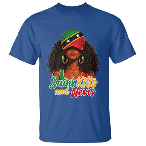 Saint Kitts and Nevis Princess T Shirt Melanin Afro Girl Heritage Gift for Black Girls TS10 Royal Blue Print Your Wear