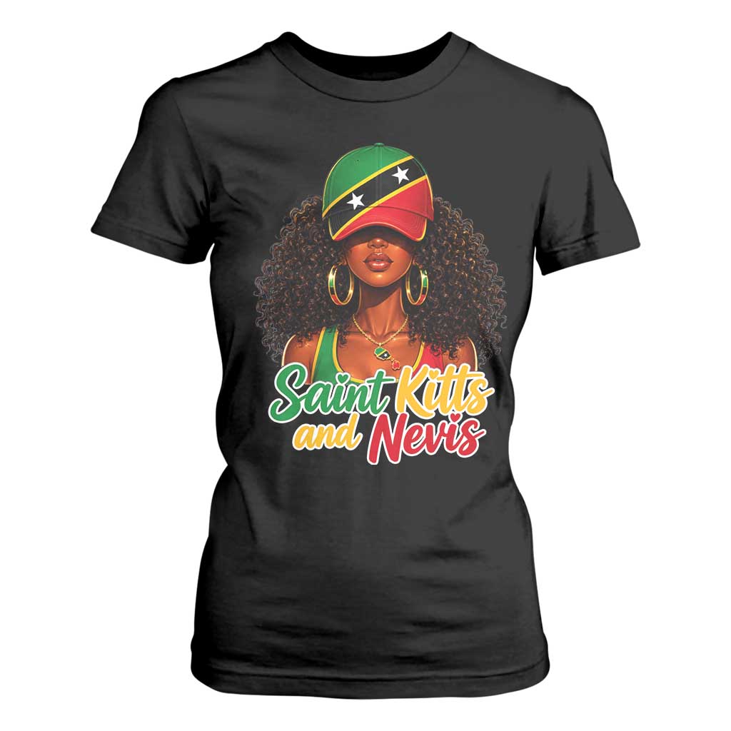 Saint Kitts and Nevis Princess T Shirt For Women Melanin Afro Girl Heritage Gift for Black Girls TS10 Black Print Your Wear