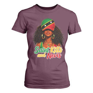 Saint Kitts and Nevis Princess T Shirt For Women Melanin Afro Girl Heritage Gift for Black Girls TS10 Maroon Print Your Wear