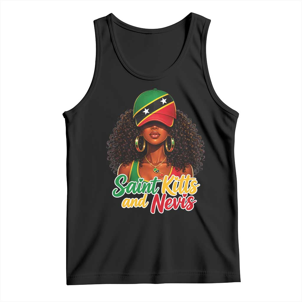 Saint Kitts and Nevis Princess Tank Top Melanin Afro Girl Heritage Gift for Black Girls TS10 Black Print Your Wear