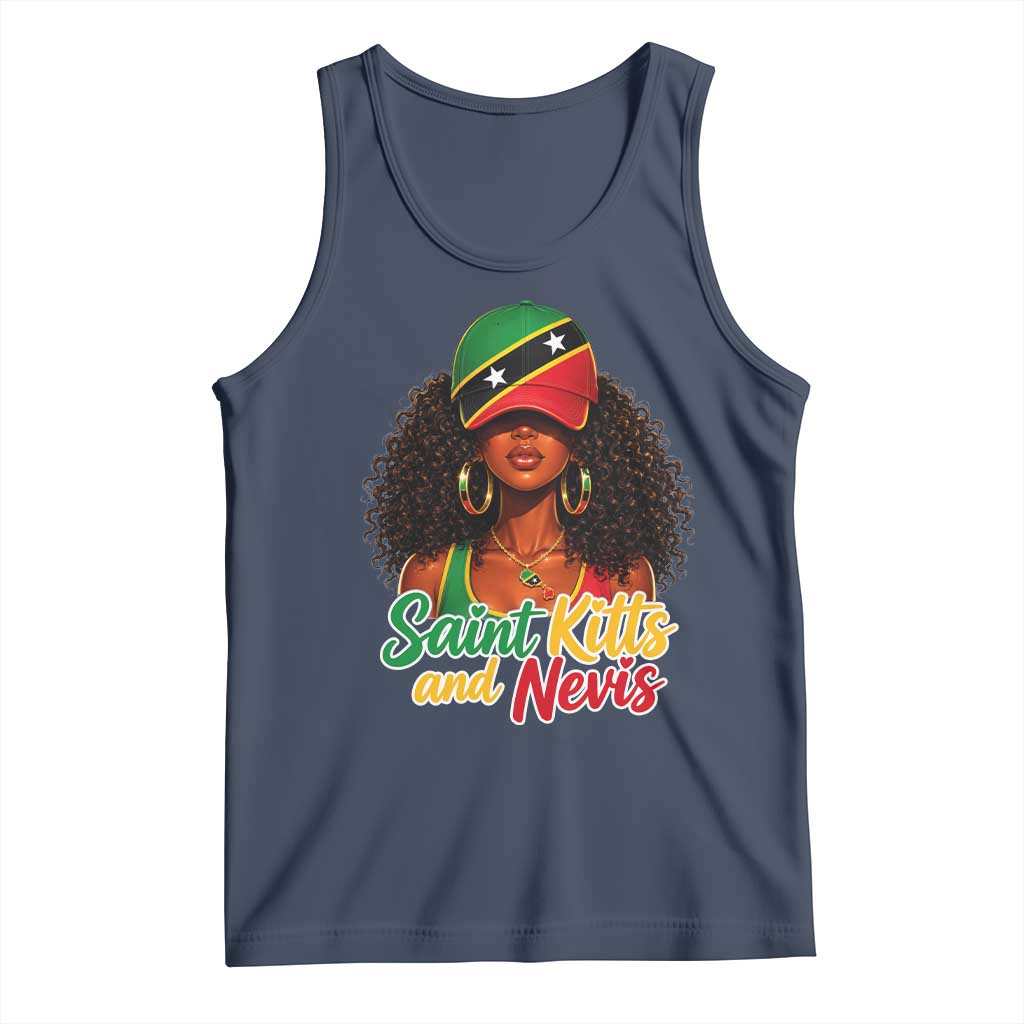 Saint Kitts and Nevis Princess Tank Top Melanin Afro Girl Heritage Gift for Black Girls TS10 Navy Print Your Wear
