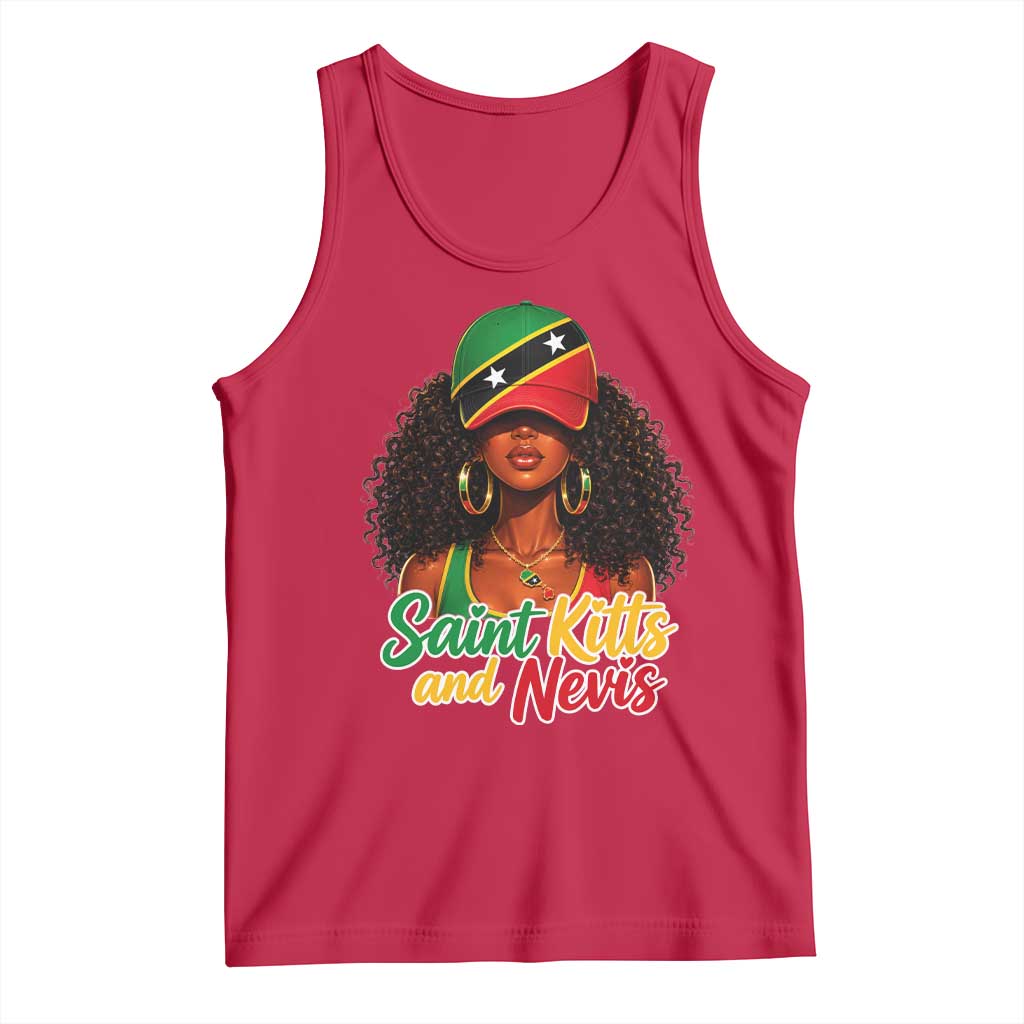 Saint Kitts and Nevis Princess Tank Top Melanin Afro Girl Heritage Gift for Black Girls TS10 Red Print Your Wear