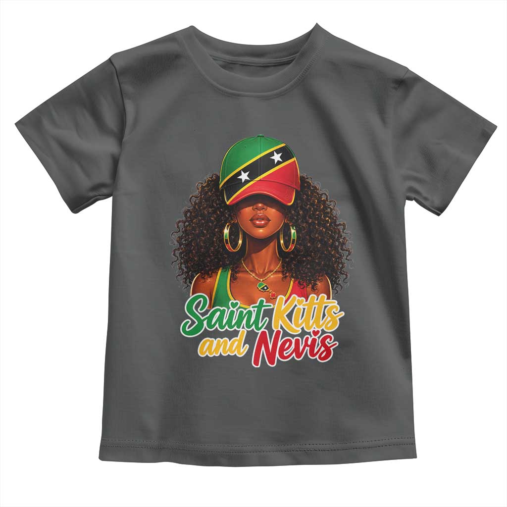 Saint Kitts and Nevis Princess Toddler T Shirt Melanin Afro Girl Heritage Gift for Black Girls TS10 Dark Heather Print Your Wear