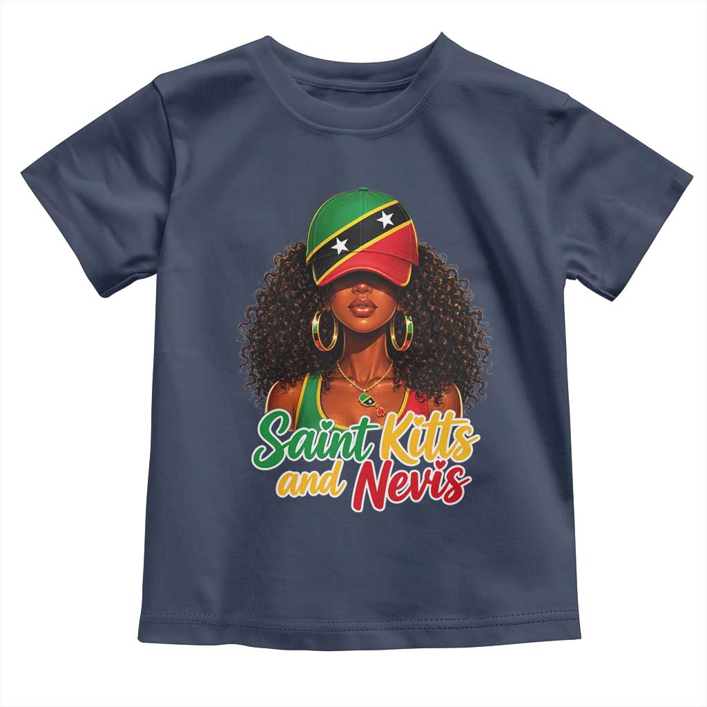 Saint Kitts and Nevis Princess Toddler T Shirt Melanin Afro Girl Heritage Gift for Black Girls TS10 Navy Print Your Wear