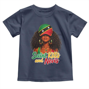 Saint Kitts and Nevis Princess Toddler T Shirt Melanin Afro Girl Heritage Gift for Black Girls TS10 Navy Print Your Wear