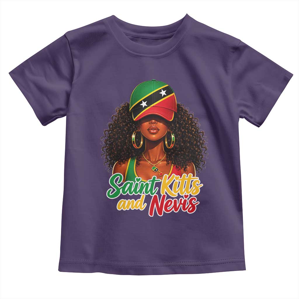 Saint Kitts and Nevis Princess Toddler T Shirt Melanin Afro Girl Heritage Gift for Black Girls TS10 Purple Print Your Wear