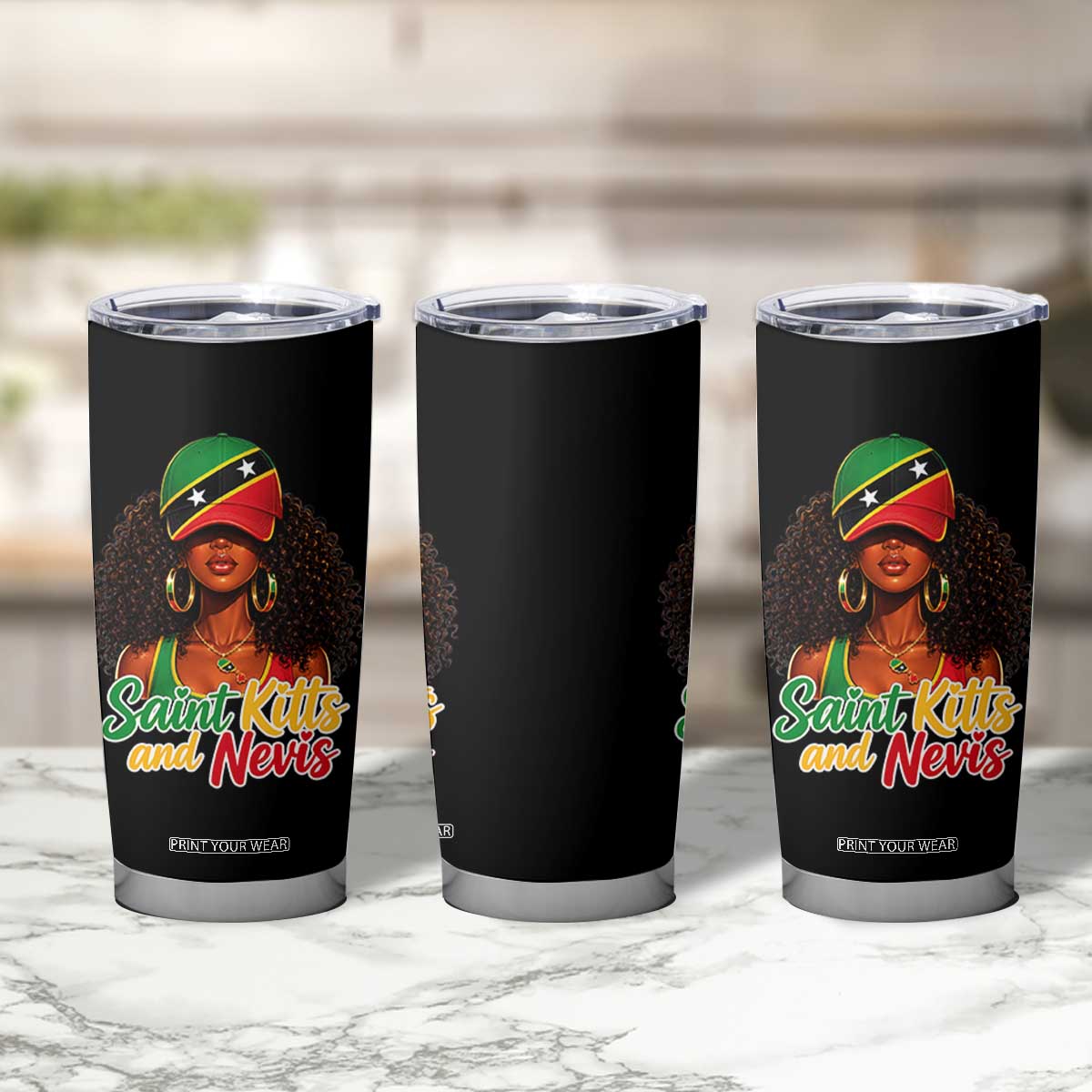 Saint Kitts and Nevis Princess Tumbler Cup Melanin Afro Girl Heritage Gift for Black Girls TS10 Print Your Wear