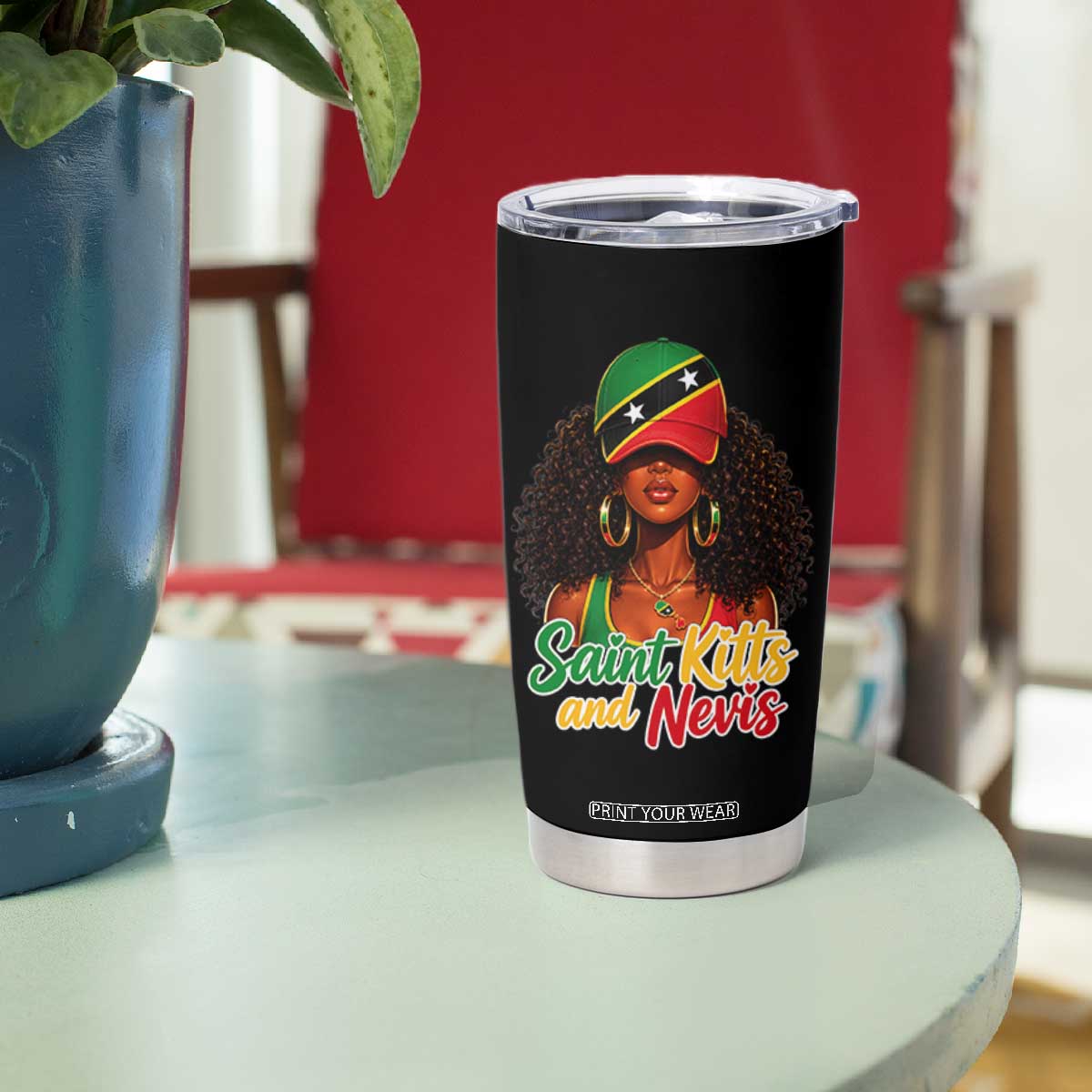 Saint Kitts and Nevis Princess Tumbler Cup Melanin Afro Girl Heritage Gift for Black Girls TS10 Print Your Wear