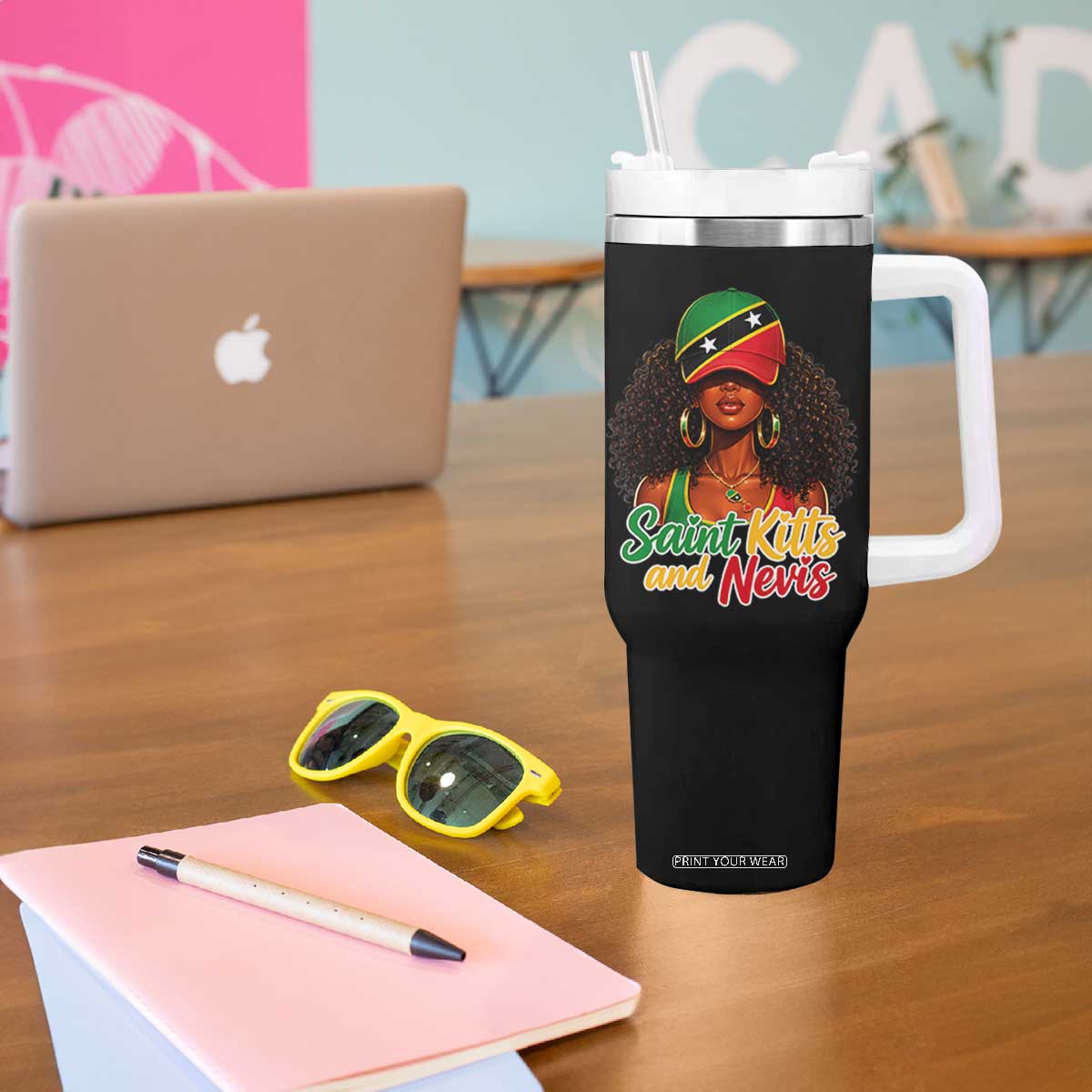 Saint Kitts and Nevis Princess Tumbler With Handle Melanin Afro Girl Heritage Gift for Black Girls TS10 Print Your Wear