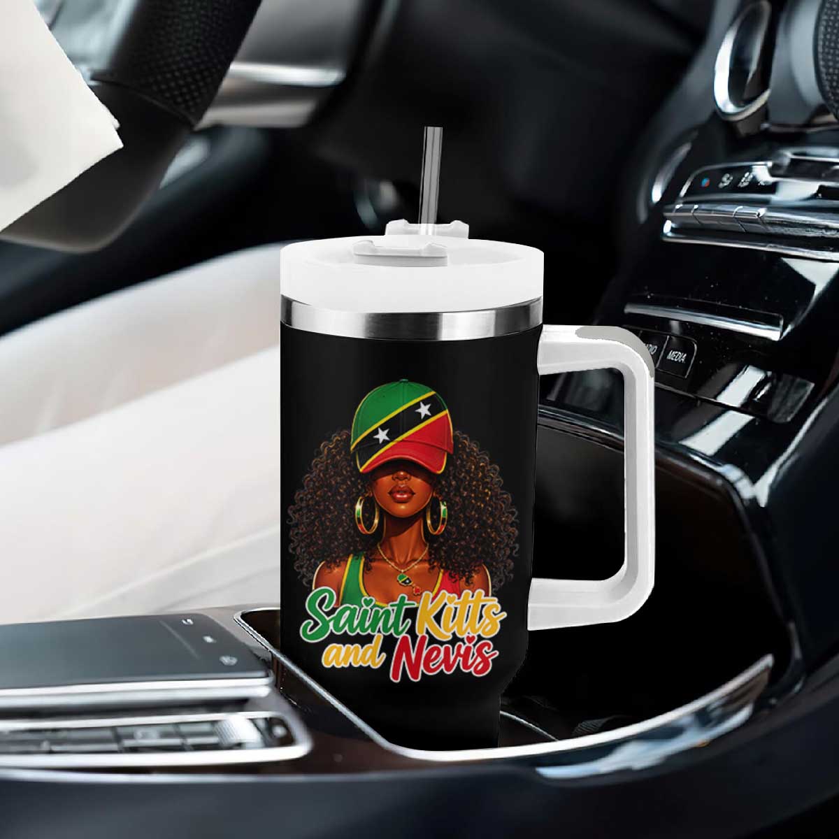 Saint Kitts and Nevis Princess Tumbler With Handle Melanin Afro Girl Heritage Gift for Black Girls TS10 Print Your Wear