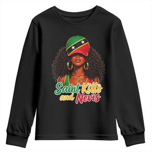 Saint Kitts and Nevis Princess Youth Sweatshirt Melanin Afro Girl Heritage Gift for Black Girls TS10 Black Print Your Wear
