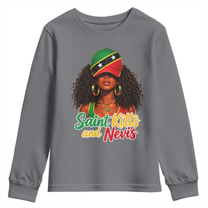 Saint Kitts and Nevis Princess Youth Sweatshirt Melanin Afro Girl Heritage Gift for Black Girls TS10 Charcoal Print Your Wear