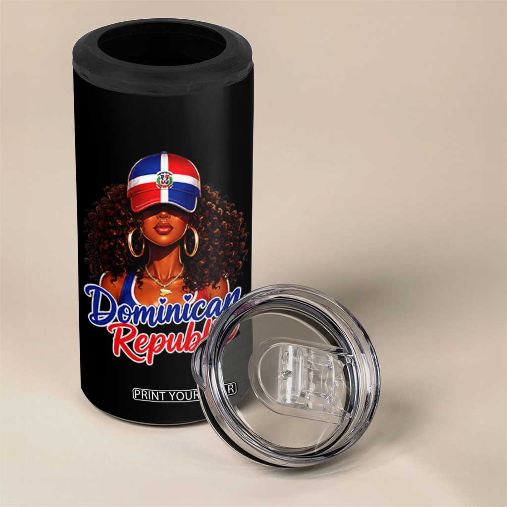 Dominican Republic Princess 4 in 1 Can Cooler Tumbler Melanin Afro Girl Heritage Gift for Black Girls TS10 Print Your Wear