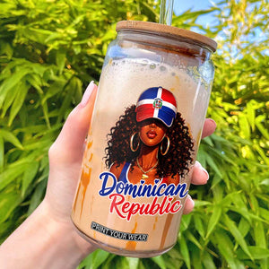 Dominican Republic Princess Glass Can Melanin Afro Girl Heritage Gift for Black Girls TS10 Black Print Your Wear