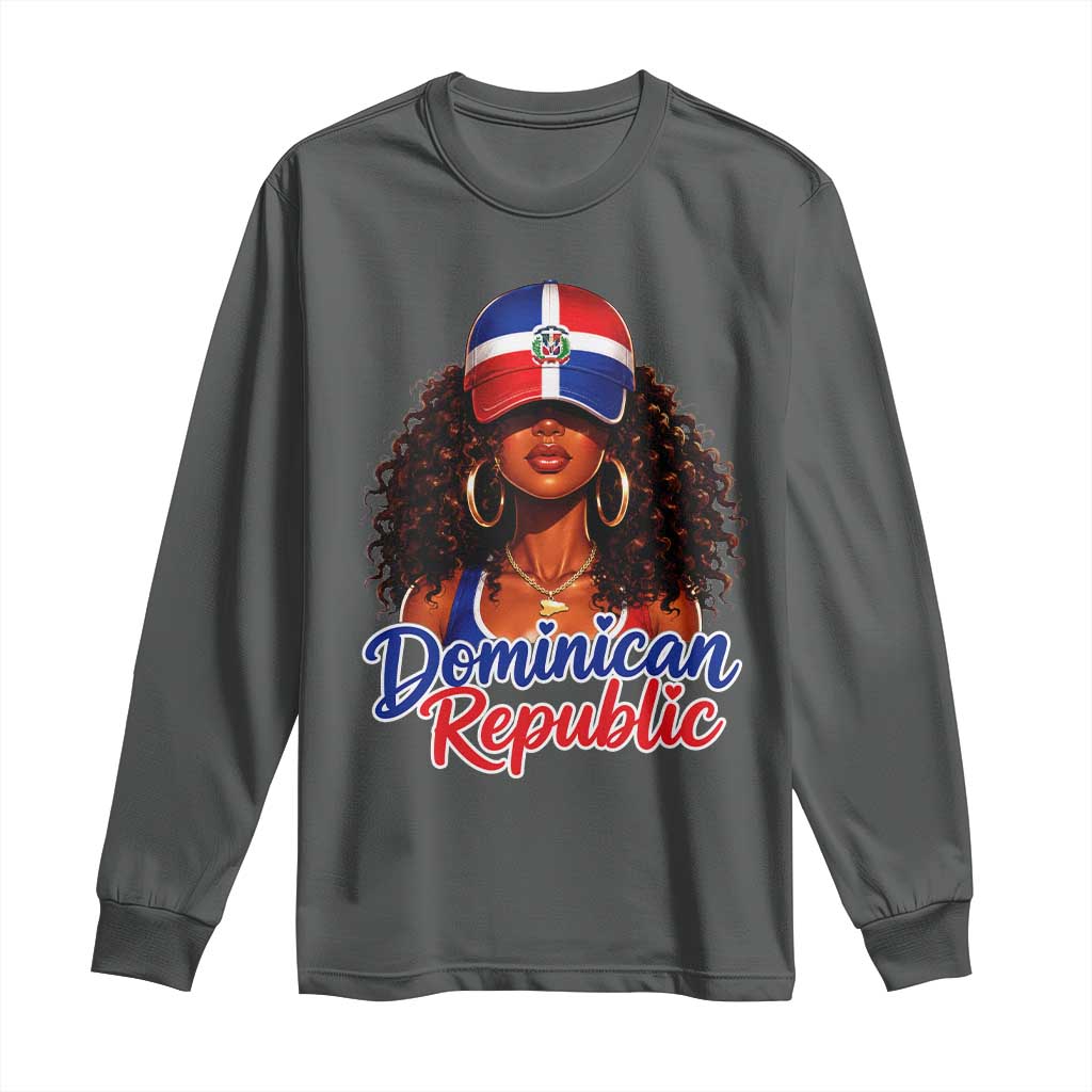 Dominican Republic Princess Long Sleeve Shirt Melanin Afro Girl Heritage Gift for Black Girls TS10 Dark Heather Print Your Wear