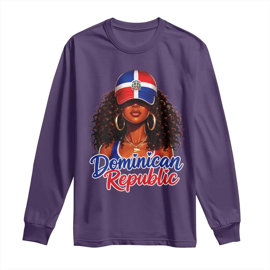 Dominican Republic Princess Long Sleeve Shirt Melanin Afro Girl Heritage Gift for Black Girls TS10 S Purple Print Your Wear