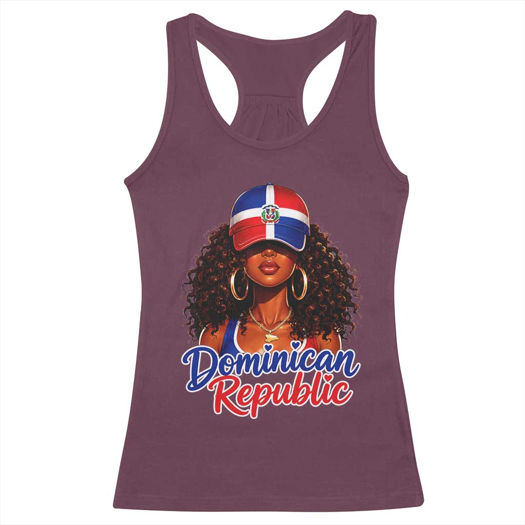 Dominican Republic Princess Racerback Tank Top Melanin Afro Girl Heritage Gift for Black Girls TS10 Maroon Print Your Wear