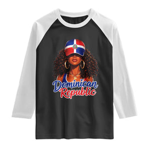 Dominican Republic Princess Raglan Shirt Melanin Afro Girl Heritage Gift for Black Girls TS10 Black White Print Your Wear