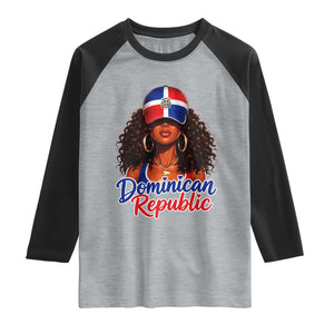 Dominican Republic Princess Raglan Shirt Melanin Afro Girl Heritage Gift for Black Girls TS10 Heather Gray Black Print Your Wear
