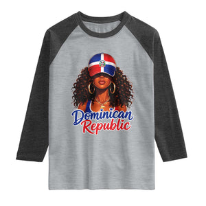 Dominican Republic Princess Raglan Shirt Melanin Afro Girl Heritage Gift for Black Girls TS10 Heather Gray Heather Charcoal Print Your Wear