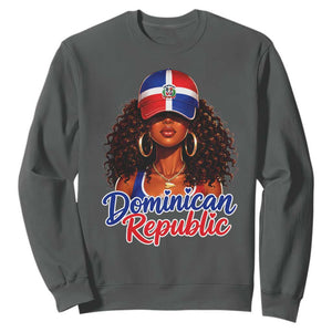 Dominican Republic Princess Sweatshirt Melanin Afro Girl Heritage Gift for Black Girls TS10 Dark Heather Print Your Wear