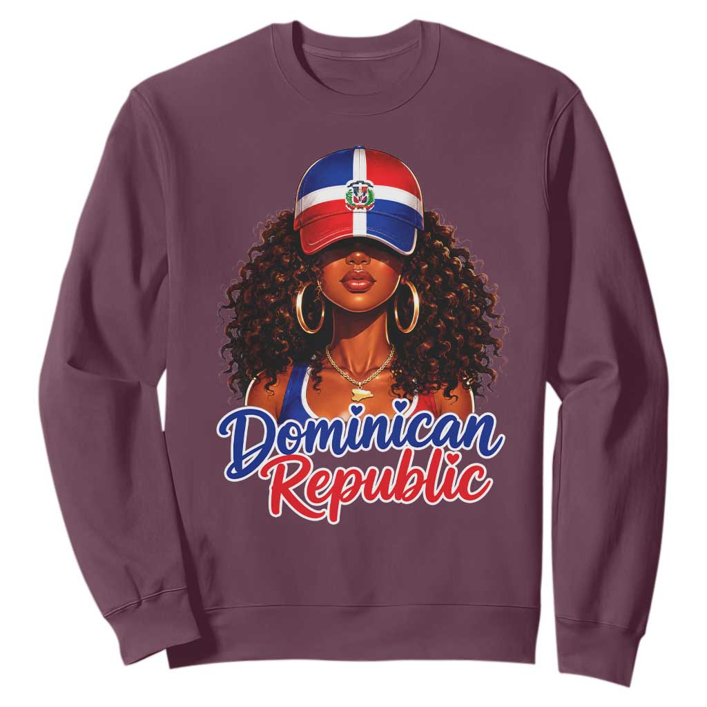 Dominican Republic Princess Sweatshirt Melanin Afro Girl Heritage Gift for Black Girls TS10 Maroon Print Your Wear