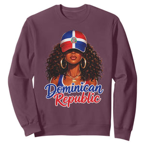 Dominican Republic Princess Sweatshirt Melanin Afro Girl Heritage Gift for Black Girls TS10 Maroon Print Your Wear
