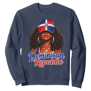 Dominican Republic Princess Sweatshirt Melanin Afro Girl Heritage Gift for Black Girls TS10 Navy Print Your Wear