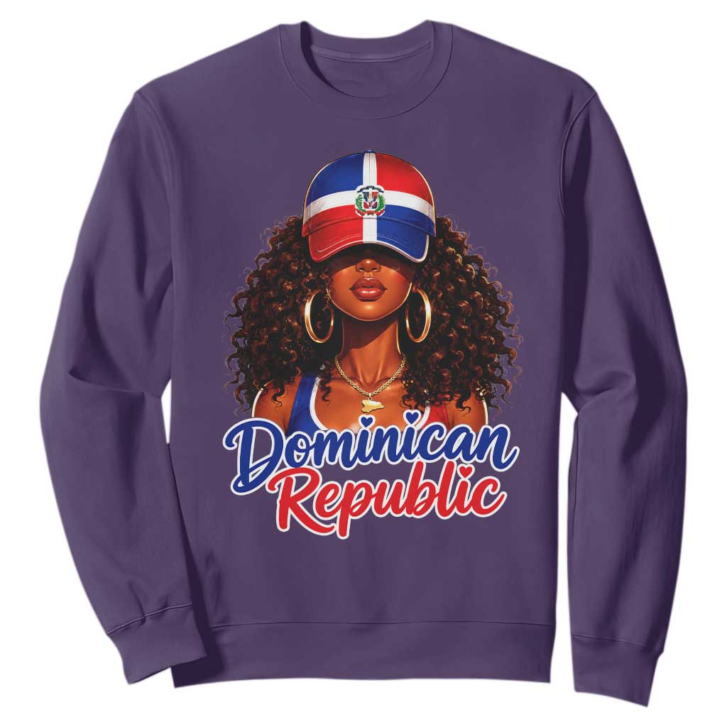 Dominican Republic Princess Sweatshirt Melanin Afro Girl Heritage Gift for Black Girls TS10 S Purple Print Your Wear