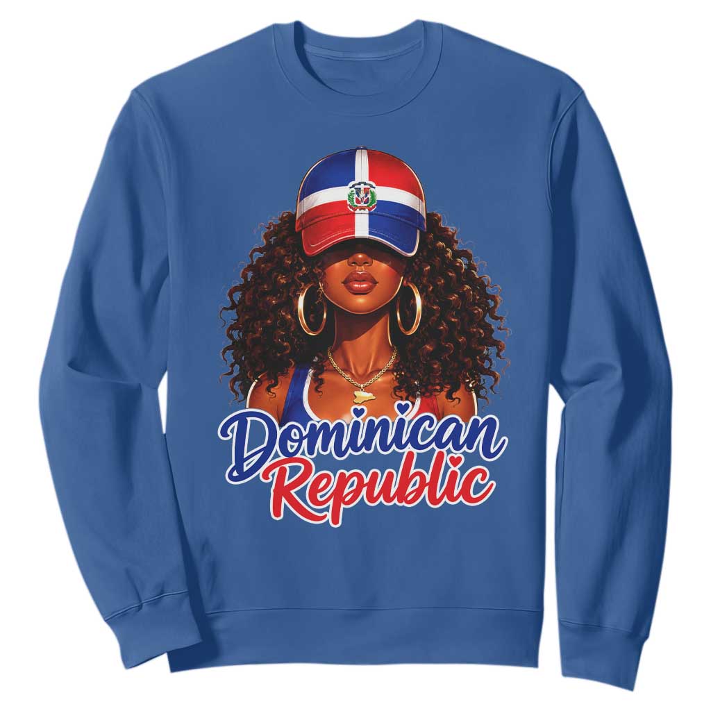 Dominican Republic Princess Sweatshirt Melanin Afro Girl Heritage Gift for Black Girls TS10 Royal Blue Print Your Wear