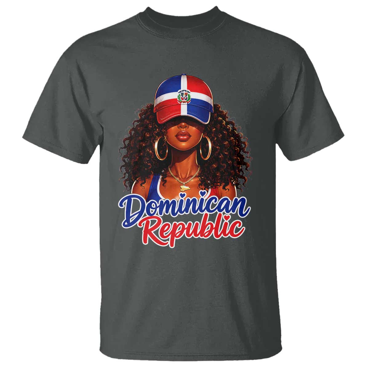 Dominican Republic Princess T Shirt Melanin Afro Girl Heritage Gift for Black Girls TS10 Dark Heather Print Your Wear
