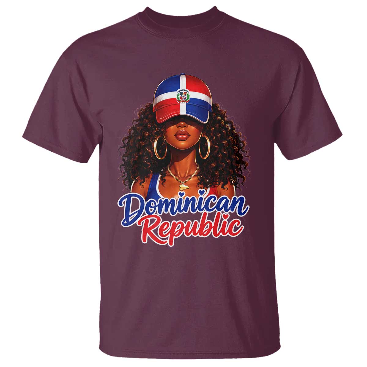 Dominican Republic Princess T Shirt Melanin Afro Girl Heritage Gift for Black Girls TS10 Maroon Print Your Wear