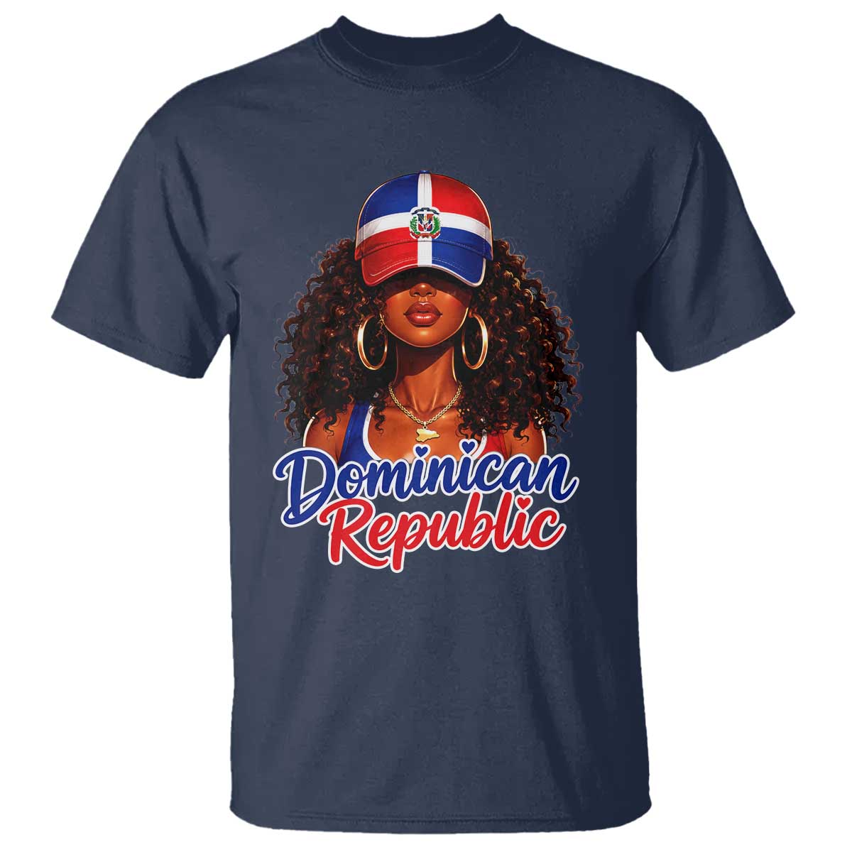 Dominican Republic Princess T Shirt Melanin Afro Girl Heritage Gift for Black Girls TS10 Navy Print Your Wear