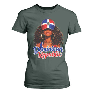 Dominican Republic Princess T Shirt For Women Melanin Afro Girl Heritage Gift for Black Girls TS10 Dark Forest Green Print Your Wear