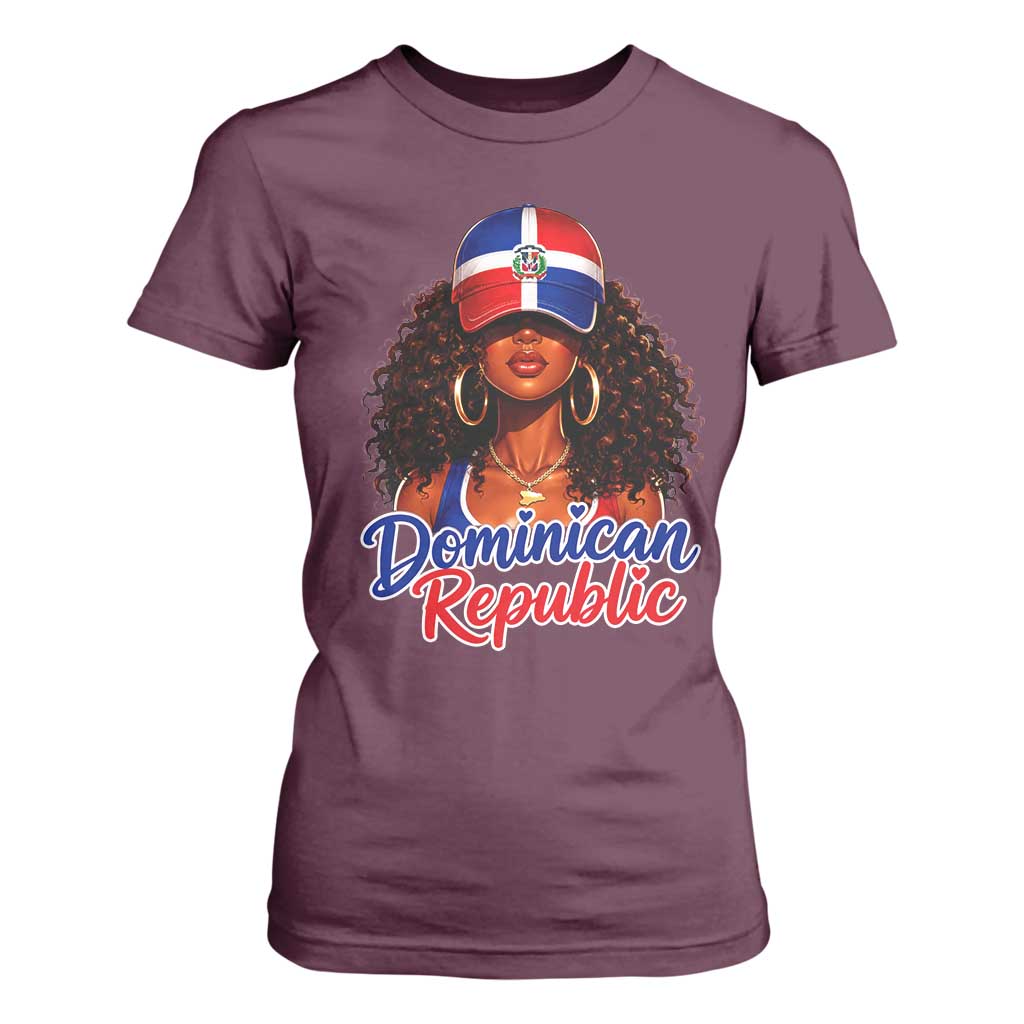 Dominican Republic Princess T Shirt For Women Melanin Afro Girl Heritage Gift for Black Girls TS10 Maroon Print Your Wear