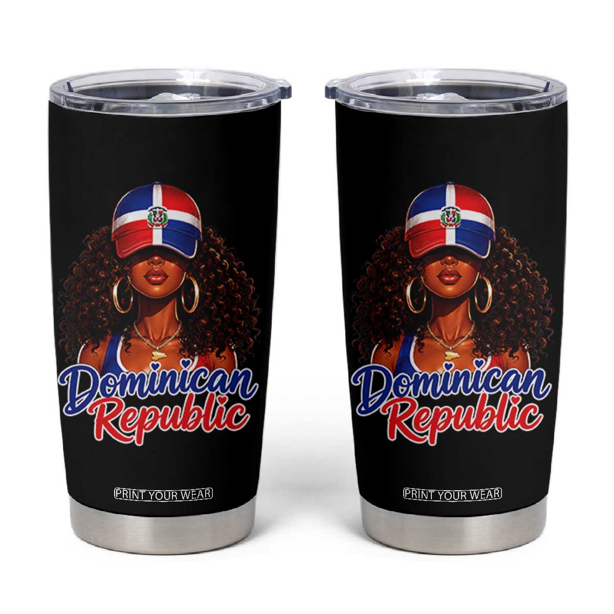 Dominican Republic Princess Tumbler Cup Melanin Afro Girl Heritage Gift for Black Girls TS10 Black Print Your Wear